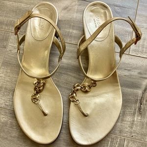 Gucci Gold Chain Link Sandals sz 10B